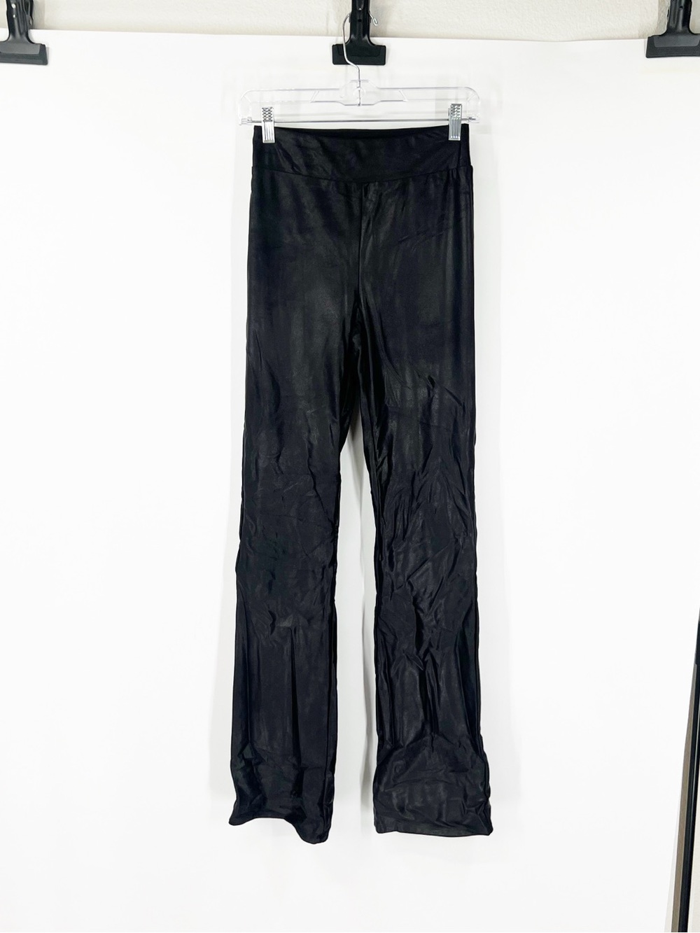 Naked Wardrobe Pull-On High Rise Flare Pants Shiny